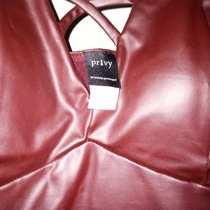 Burgundy Pleather Dress